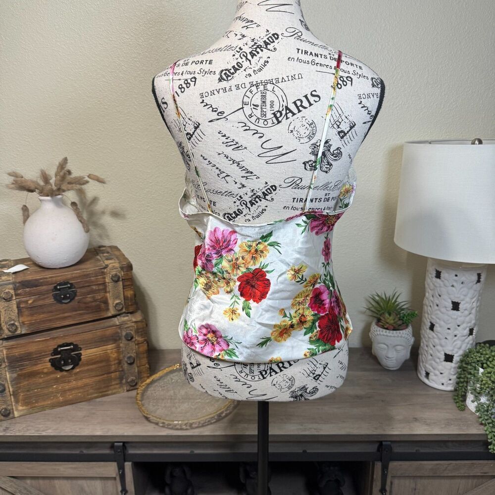 Vintage Victoria's Secret Gold Label Satin Floral Lace Slip Tank Size M 80's - Picture 4 of 7